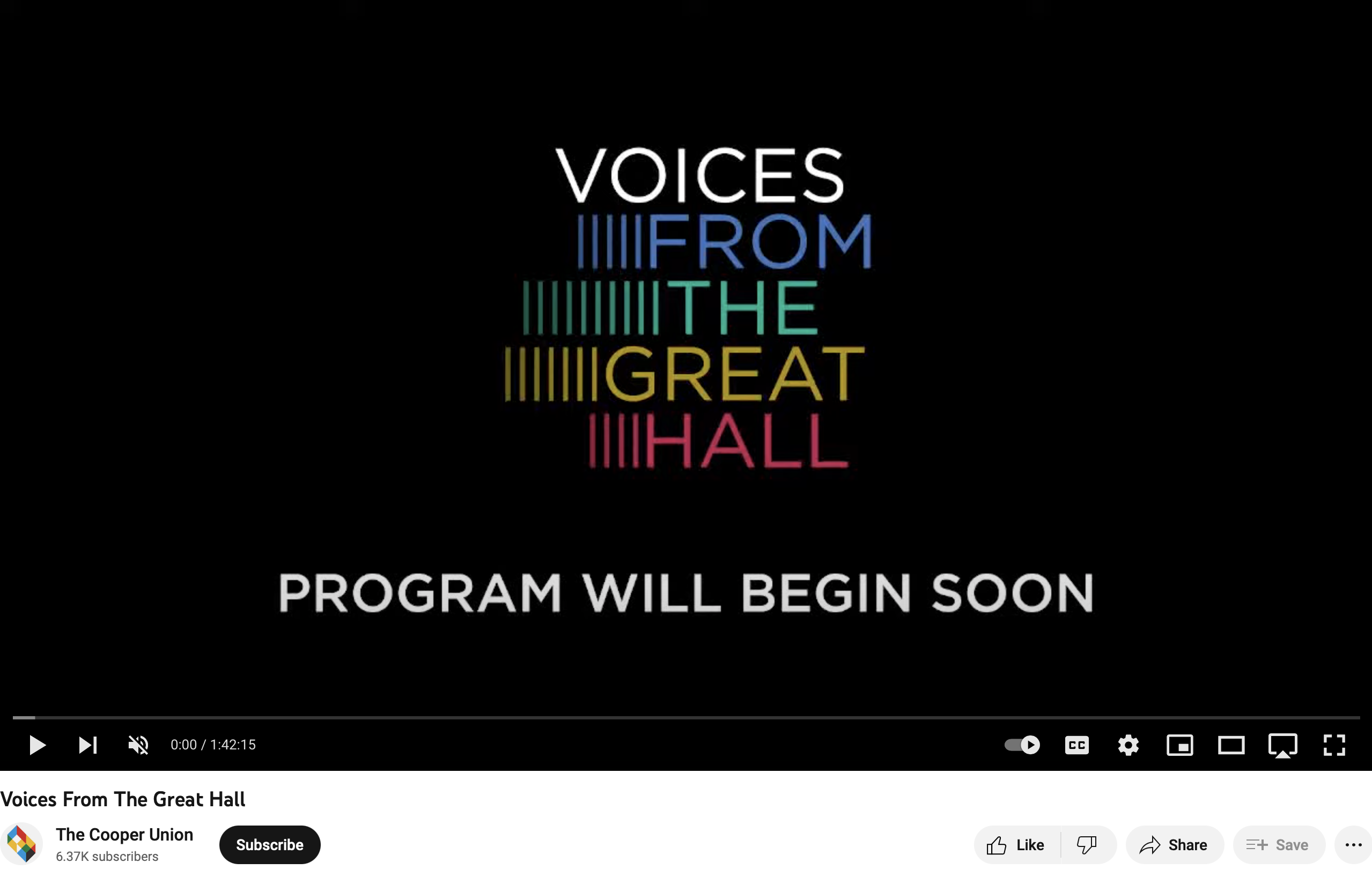 Voices From The Great Hall - The Cooper Union
